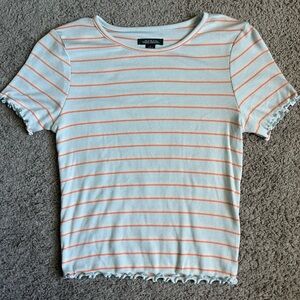 Wild Fable Striped Ruffle Trim Baby Tee - Junior’s Size Small